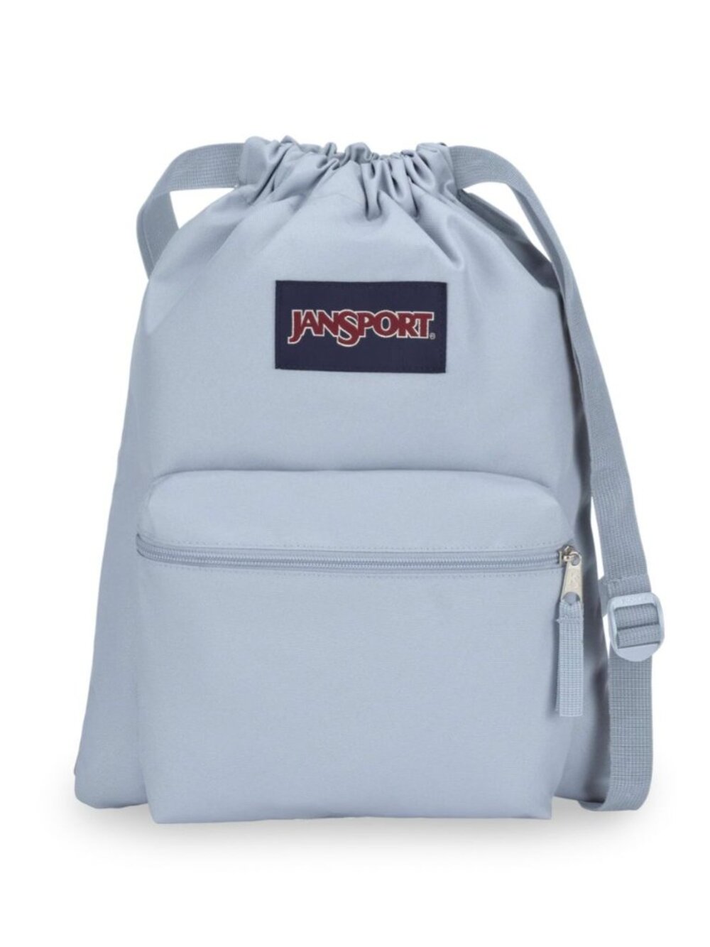JanSport Drawstring Backpack With Front Zipper Pocket In Light Blue